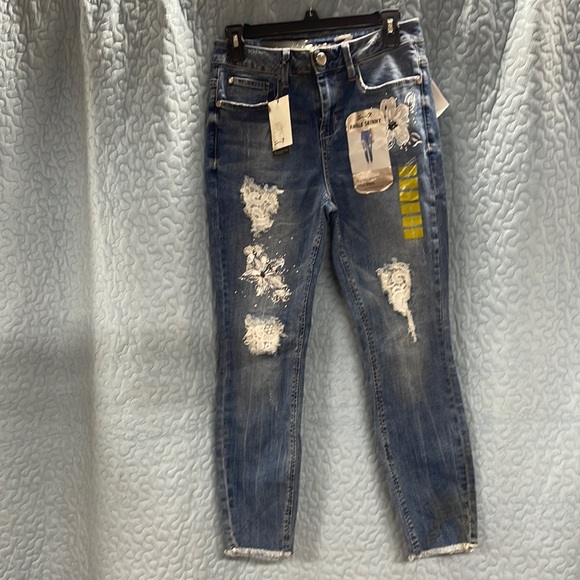 Seven7 limited edition high rise white & paint deco, lace tiny gems - Picture 1 of 11